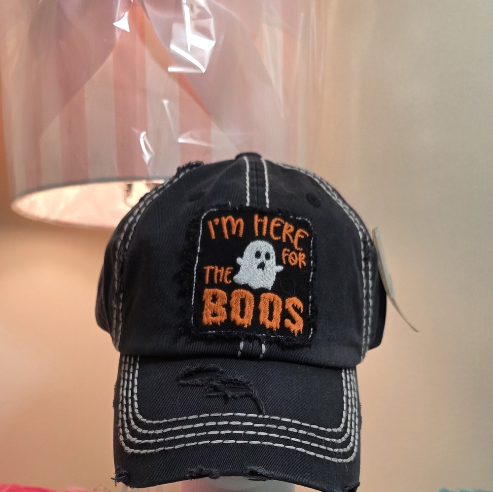 Halloween Black Embroidered Baseball Hall. Distressed. Black. NWT
